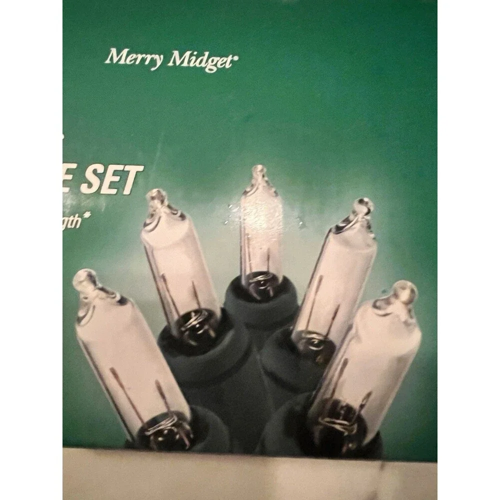 Merry Midget 100 Miniature String Lights Set Holiday Indoor Outdoor clear bulbs